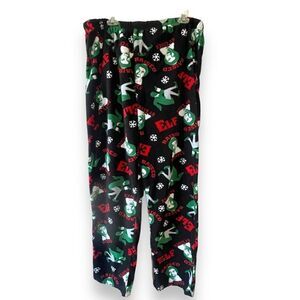 Elf Raised By Elves Elastic Waist Graphic Sleepwear Pajama Pants‎ Black Green XL